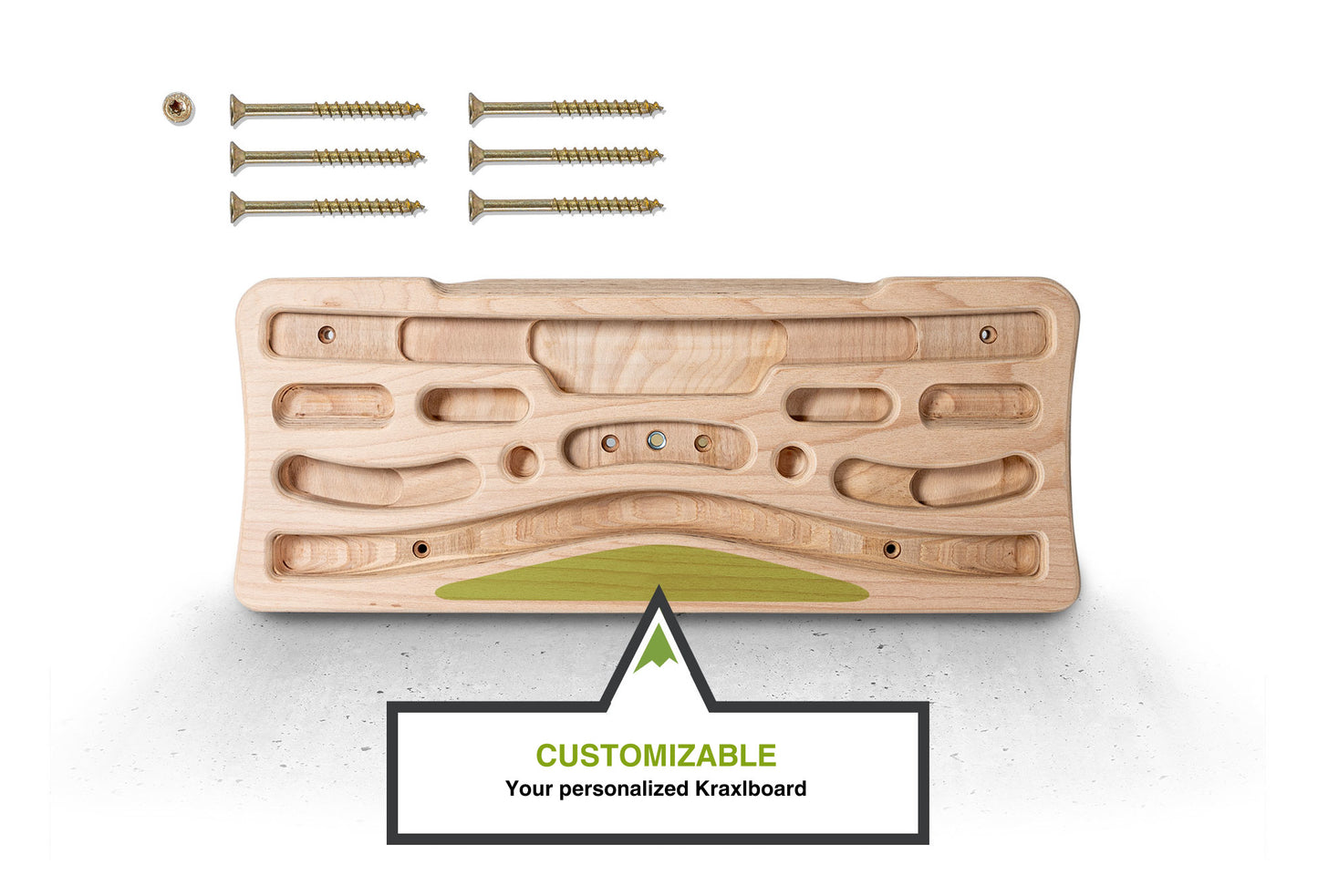 Kraxlboard Classic with individual text - Inexpensive, expandable and personalised. Our hangboard for the ambitious climber