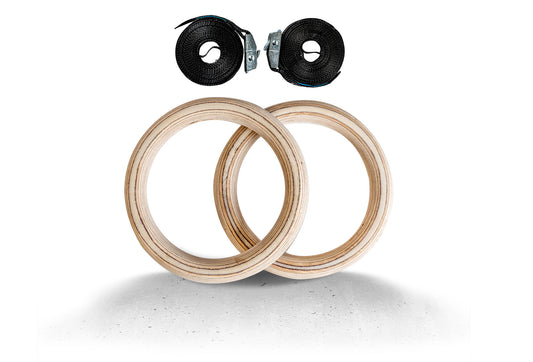 Anillas de gimnasia de madera de abeto resistente, 1 par