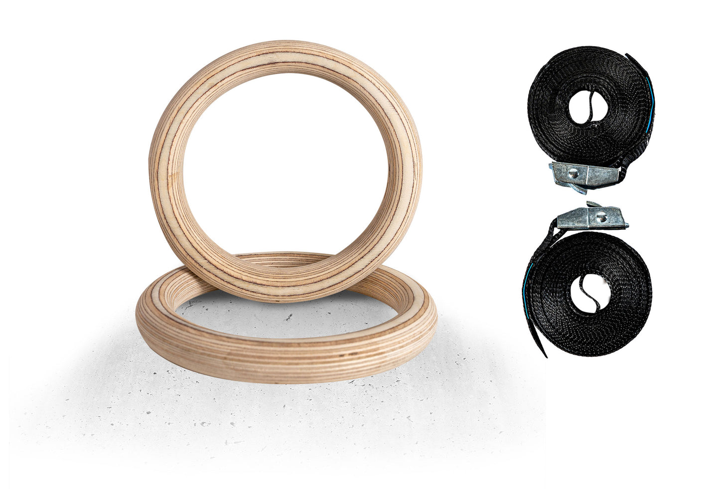 Anillas de gimnasia de madera de abeto resistente, 1 par